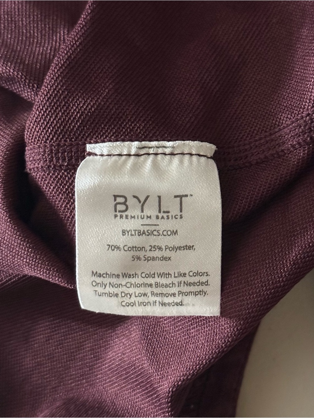 BYLT Premium Basics Lux Drop Cut Long Sleeve Tee Burgundy Large - Picture 6 of 6